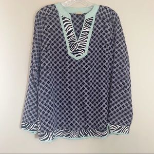 Dana Buchman Mixed Pattern Tunic Top Size 8